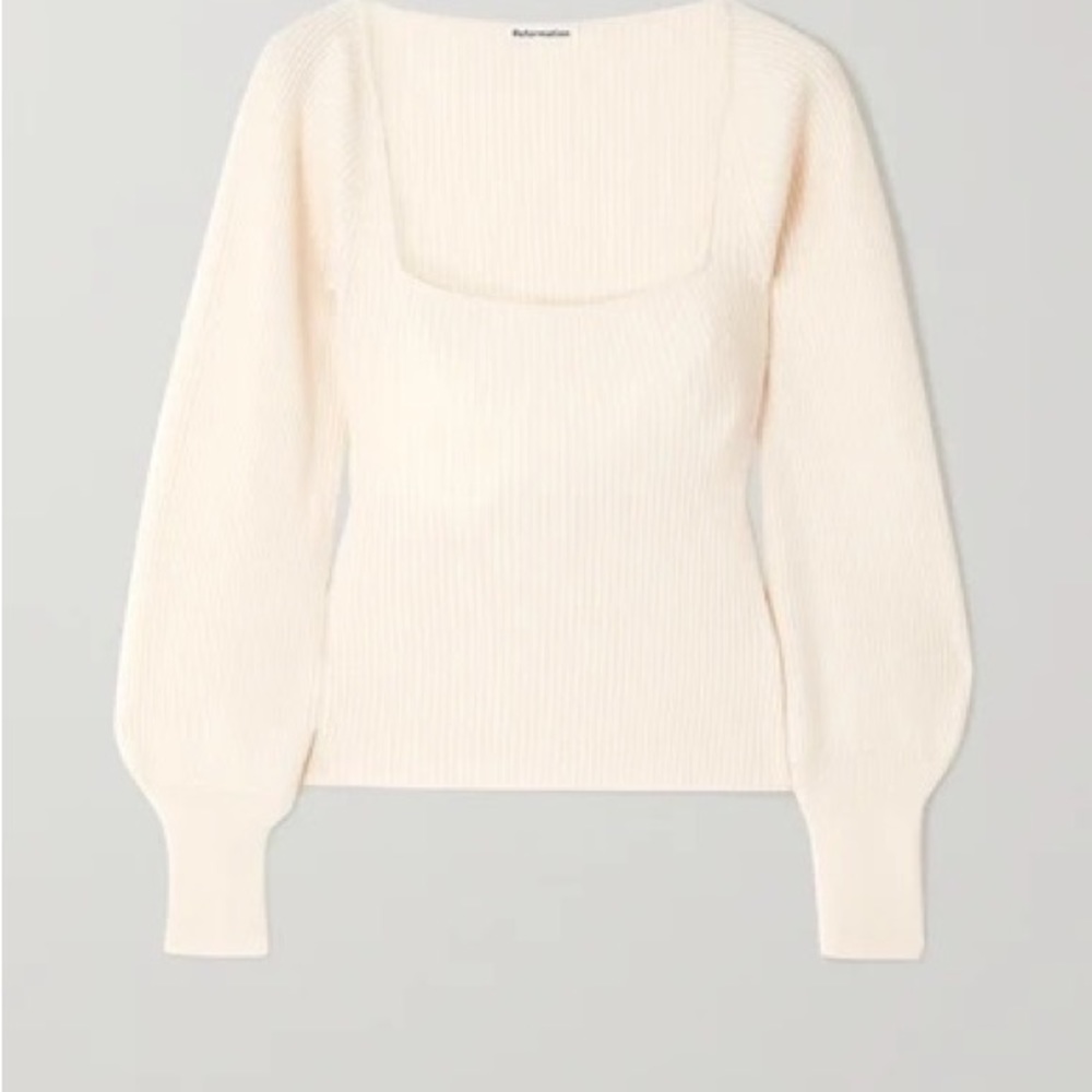 NWT Reformation Isabel ribbed cashmere and wool-blend sweater Size xs
